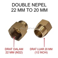 Nipple 22 mm x 20 mm hose connection 22 mm to 20 mm 1/ 2 inches