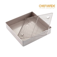 CHEFMADE 11นิ้วเพิ่มความสูง Non-Stick กระทะอบขนมสี่เหลี่ยมย่างวัสดุเหล็กคาร์บอนเบเกอรี่ถาดครัวเรือนพ