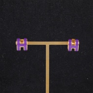 HERMES(愛馬仕)  合金 Pop H 耳環 小號 金色 紫色