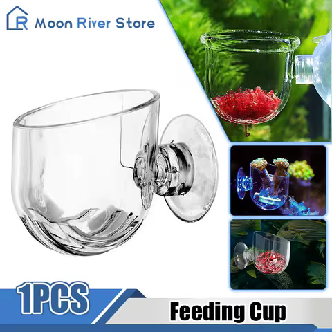 Fish Tank Feeding Bowl Moderate Openings Clear Glass Fish Tank Glass Feeding Cup Glass Feeding Cup F