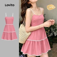 (New Arrival) Lovito Elegant Dress Ruffle Neck Ruffle Hem Spring/summer Yellow Dress for Women L199E