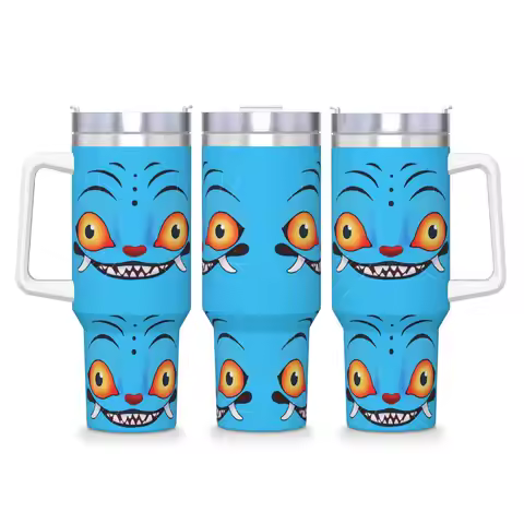 Kpop Demon Hunters Blue Tiger Derpy Stainless Steel Tumbler Travel Mugs Cup 40oz Mug Keep Heat Hot D