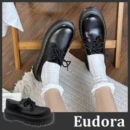 [Eudora] Thick-Soled Small Leather Shoes Loafers British Martin Heightening Laced-Up Gentleman Inter