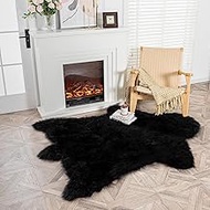 Faux Black Bear Rug Faux Cowhide Rug Animal Print Area Rug Faux Sheepskin Fur Rug Decor for Living R