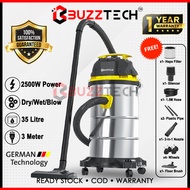 (1 YEAR WARRANTY) BuzzTech 2500W 35 Litre Wet & Dry Vacuum Cleaner Blower Blow Vacum Vaccum Mesin Va