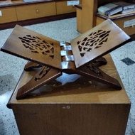 Rekal Al Quran Large Size 20 Cm Teak Chocolate Carved - Rehal Al Quran - Placemat Quran Moomtaz