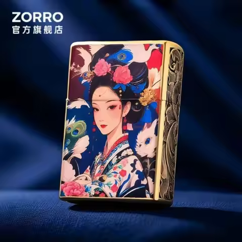 ZORRO Zorozakiram Retro Windproof Kerosine Lighter Armor Hiding Place Goddess of Wealth Cigarette Li