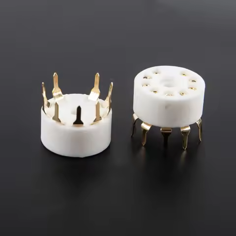 【C】5Pcs Ceramic 9pin B9A PCB Mount Tube Socket 12AX7 12AT7 Hifi Audio Vintage AMP