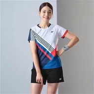Yonex ชุดแบดมินตันชายและหญิงตรงกับเสื้อแฟชั่นเสื้อกีฬาสำหรับ U Ni แห้งเร็วแขนสั้นกางเกงขาสั้นสูท