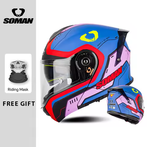 SOMAN Modular Motorcycle Helmet Flip Up Moto Helmet Dual Visor Full Face Helmets Accessories DOT ECE