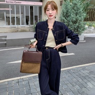 Wide Leg Jeans And Denim Jacket Set For Women High Quality Denim Outfit Denim Set