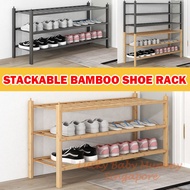 Stackable Bamboo Shoe Rack, Waterproof Strong Durable Bamboo Shoe Rack, Moisture-proof Shoe Rack