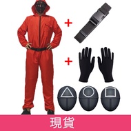 Korean Drama Squid Game Jumpsuit Clothes Squid Game Red Jumpsuit Belt Gloves Suit Red Hoodie Men Women Coat Adult Halloween Cosplay