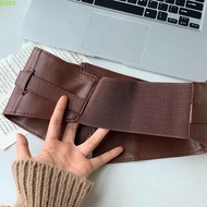 BUCKS Elastic Cummerbunds, Adjustable Solid Color Wide Belt, Fashion PU Leather Elastic Waistband Wa