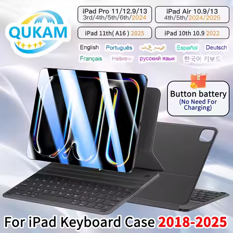 QUKAM 2025 Magic Keyboard For iPad A16 Bluetooth Wireless Keyboard For iPad Air 11 13 M3 M2 Air 4 5 