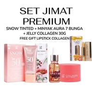 DHERBS SET JIMAT PREMIUM (SNOW TINTED + AURA OIL+ COLLAGEN JELLY CREAM) LIP COLLEGEN