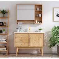 Nordic solid wood bathroom cabinet combination Japanese style wash basin basin modern simple wash ba
