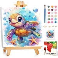 Paint by Numbers Kit for Kids with Frame, Sea Turtle Paint by Numbers for Kids Ages 4-8-12, DIY Turt