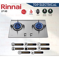 RINNAI 2 BURNER BUILT-IN GAS HOB / RB-27HS / DAPUR MASAK / GAS STOVE / STAINLESS STEEL