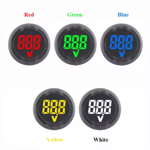 DC 12V 24V 36V 48V 60V 72V LED Digital Voltmeter Two-wire Circular Panel Voltage Gauge Volt Monitor 