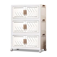 [特價]【Mr.box】60面寬摺疊雙開門三層收納櫃-附滑輪純白面板