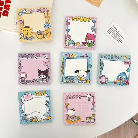 24pcs/lot Sanrio Melody Kuromi Cinnamoroll Memo Pad Sticky Notes Stationery Label Notepad Planner St