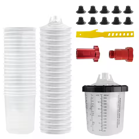 10/20Pcs Spray Gun Paint Mixing Cup H/O Quick Cup Disposable Paint Cup 22Oz/650ML with M16 Spray Gun