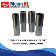 Deep Wall Socket HL 1/ 2" 6PT 16MM, 17MM, 18MM, 19MM H&L Long Socket Wrench