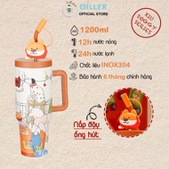 Diller D9222 Xiu Doggy Series thermos bottle (Dog bottle) capacity 1200ml with handle and straw