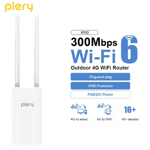 PLERY 300Mbps 4G Outdoor Router Insert a Sim WiFi6 16 User Wifi signal Router Wifi Wireless Extender