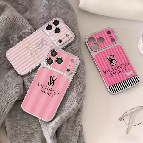 Victoria S-Secret VS Pink Phone Case for Iphone 18 17 16 15 14 13 12 11 Pro Max Plus Electroplated l