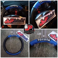 J&P 188 Store Toyota TRD Blue Black Steering Wheel Cover Can Fit 14.5 to 15 inches Rubberized