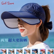 หมวกกันแดดกอล์ฟ Outdoor Block FaCe Big Brim Woman Without Hat Uv Empty Hat Cap Sun Hat