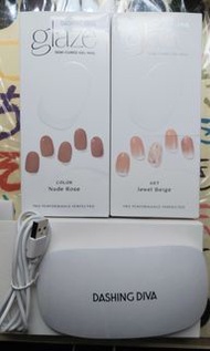 韓國 日本 人氣 Dashing Diva Glaze 半硬化 gel甲 指甲 指甲貼 全新 送照燈 粉裸色 閃粉色