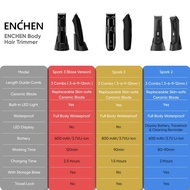 Enchen Spark Series Body Hair Trimmer with Skin-Safe Ceramic Blade 100% Waterproof Rechargeable Blac
