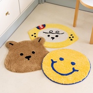 [cream] Korea Dailylike Smiley Bear Foot Mat Machine Washable Bathroom Floor Carpet Household Items 