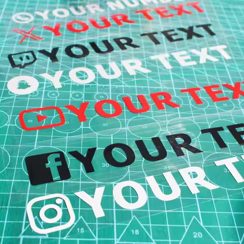 Custom Text Car sticker My Name Instagram Facebook logo WEBSITE X YouTube Channel Snapchat Twitch Mo