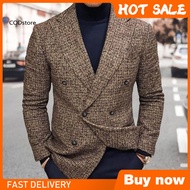 KDCOD* Men Blazer Slim Fit Turndown Collar Solid Color Streetwear Autumn Winter British Style Buttons Suit Jacket Coat for Office