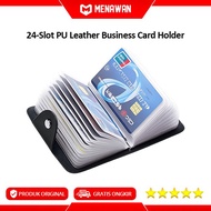 24-Slot PU Leather Business Card Holder Unisex PU Leather ATM Credit Card Wallet