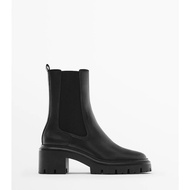 Massimo Dutti Boots 2025 Spring New Leather Ankle Boots Chelsea Boots Womens Heightened Platform Boo