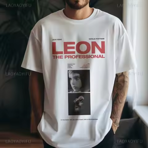 Leon The Professional T-Shirt Vintage Classic Movie Men Women Cotton Tee Action Movie Memorabilia Gi