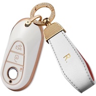 SANRILY Full Protection Soft TPU Golden-Edge Smart Key Cover for Mercedes Benz S-Class W223/New S580