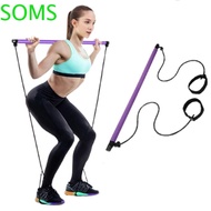 SOMS Pilates Sticks, Stretching With Ab Roller Pilates Bar Kit, Foot Loop Multifunctional Workout Portable Yoga Resistance Bands Sports