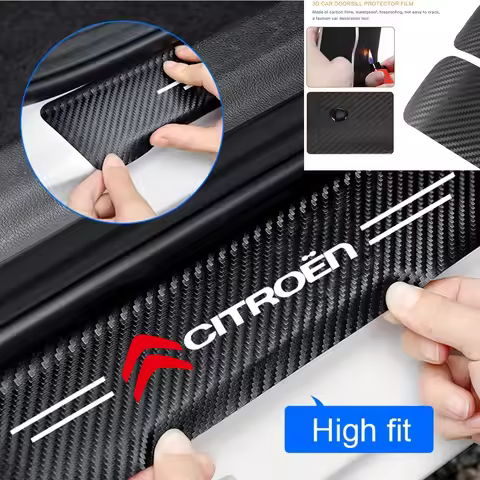 4pc car Carbon fiber threshold sticker Pedal protection sticker For Citroen C1 C3 C4 C5 C6 2CV VTS P