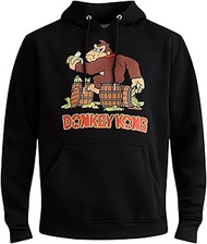Super Mario Donkey Kong Hoodie for Men, Fleece Donkey Kong Banana and Barrels Character Hoodie, DK S