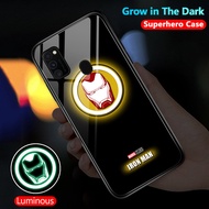 【Luminous Glass Casing】Samsung Galaxy M51 M62 F62 Marvel Avengers Phone Case for Protective Cover Ba
