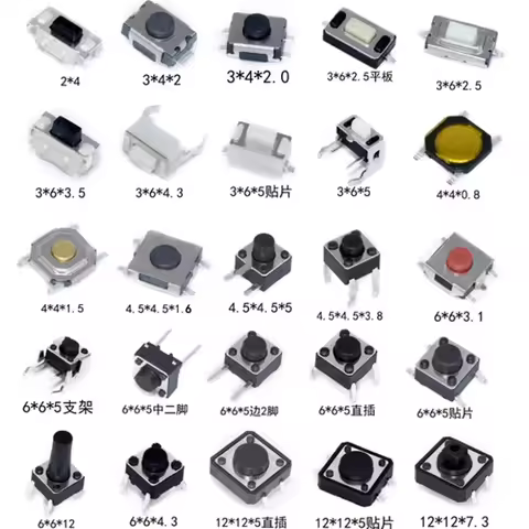 50PCS Tact Switch Silicone Button Micro Switch 3*4*2mm 3x6x4.3mm 2Pin 3x6x2.5mm 4*4*1.5mm SMD 4 Feet