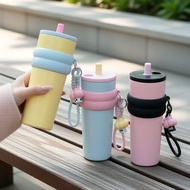 710ML -   710ML Cawan Perjalanan Seramik dengan Penutup & Penyedut Minuman - Penebat Dinding Bergand