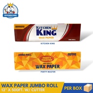 Wax Paper Kitchen King / Party Master Jumbo Roll [6pcs/1Box]12 inches x 500 ft with Built-in Cutter