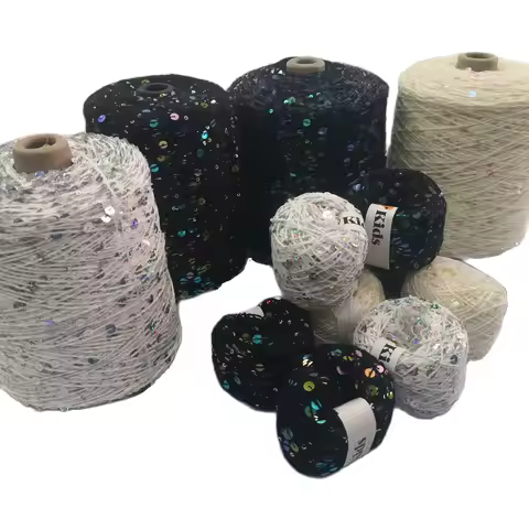 Cotton Sequins Yarn Thread for Hand Knitting, Luxury Glitter, Soft Rope, DIY Material, 50g/Ball * 2B
